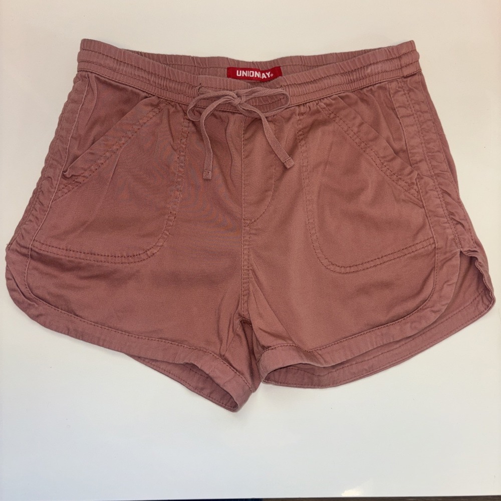 Unionbay Womens Shorts Sz Lg Pink Drawstring gorpcore Dolphin Hem Casual Shorts